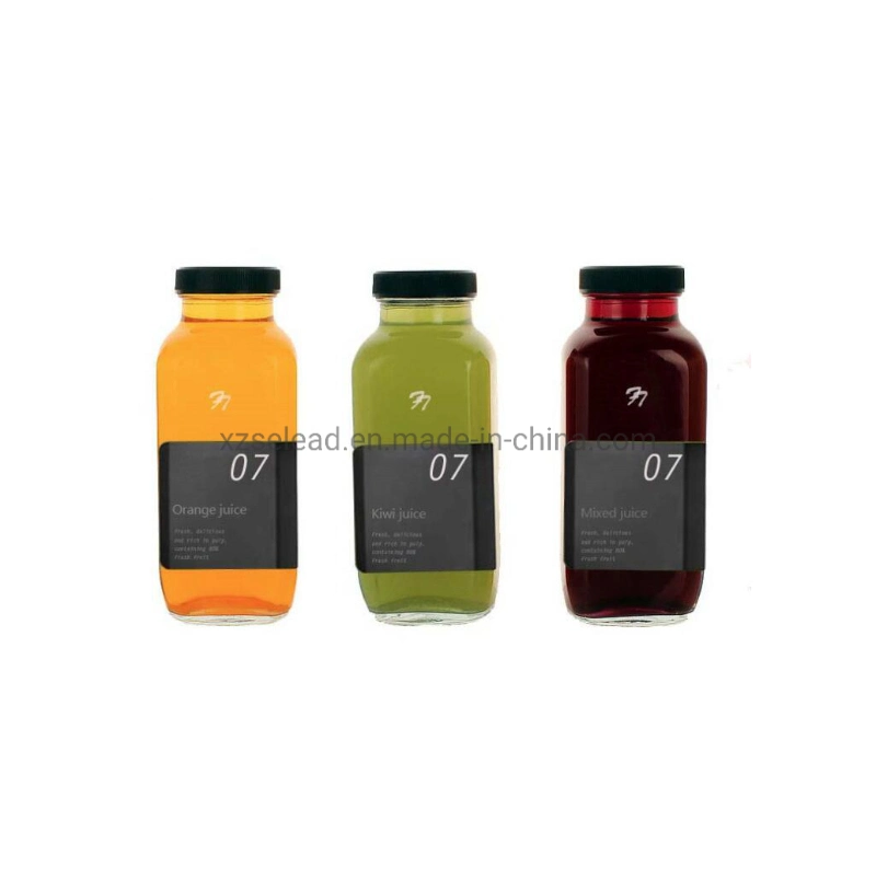 Clear French Square Glass Milk Bottles with Plastic Screw Cap Cold-Brew Pressed Juice Glass Bottle 100ml 300ml 500ml 32oz