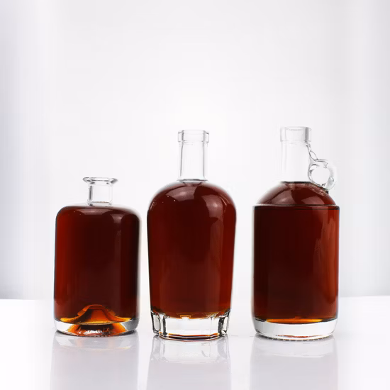 Commercio all'ingrosso 200ml 375ml 500ml 700ml 750ml 1000ml 6.5oz 12.5oz 16.5oz 23oz 25oz 33oz Bottiglia di vino in vetro Bottiglia di vodka in vetro Bottiglia di liquore in vetro Bottiglia di gin in vetro