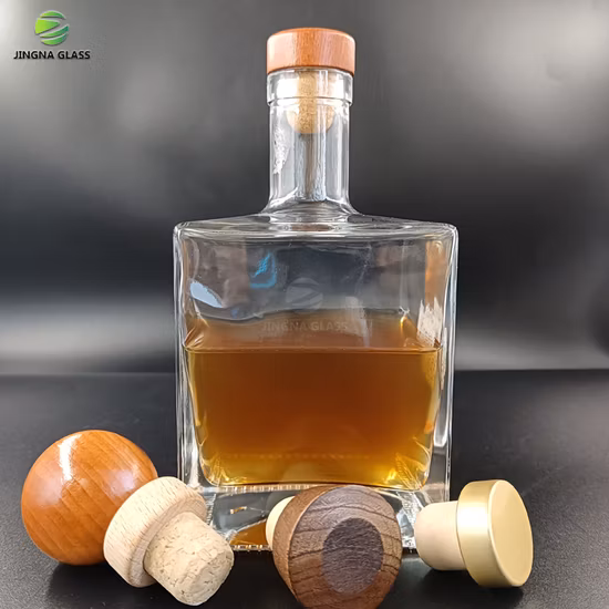 Logo personalizzato in rilievo trasparente 500ml 700ml 750ml Rum Tequila Gin Brandy Rum Whisky Vodka Liquore Spiriti Bottiglia di vetro