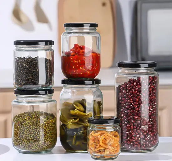 Bottiglia per la conservazione degli alimenti in vetro da 192 ml per bottiglia per imballaggio di marmellata di miele con coperchio a vite in metallo